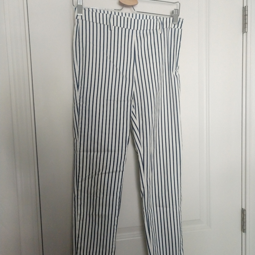 White/Navy Striped Pants